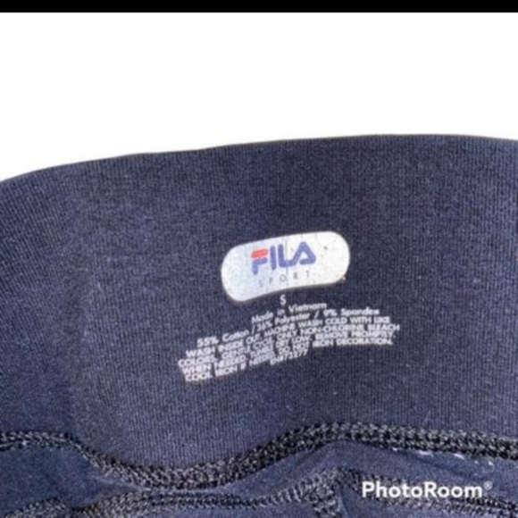 Fila Sport Cropped Leggings Black Size Small Front Pocket - Picture 3 of 5